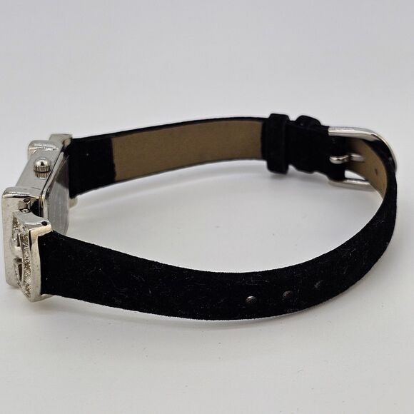 20MM Women's Watch Cream Dial Black Suede Leather Bands New Battery - Picture 7 of 14